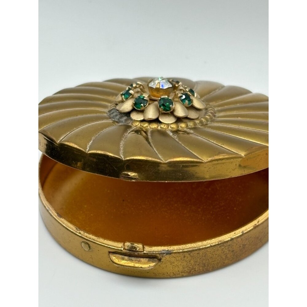 1950s Goldtone Rhinestone Brooch Earrings Compact-Very RARE - Picture 8 of 14